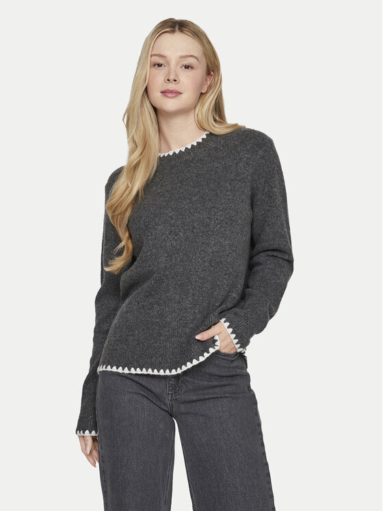 Vila Pulover Hefna 14098864 Gri Regular Fit