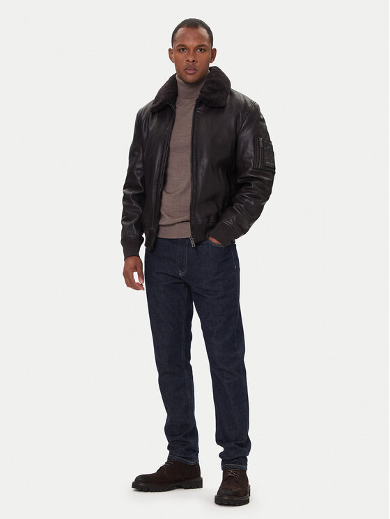 Milestone Milestone Geacă de piele Tom 531041 21070 Maro Regular Fit