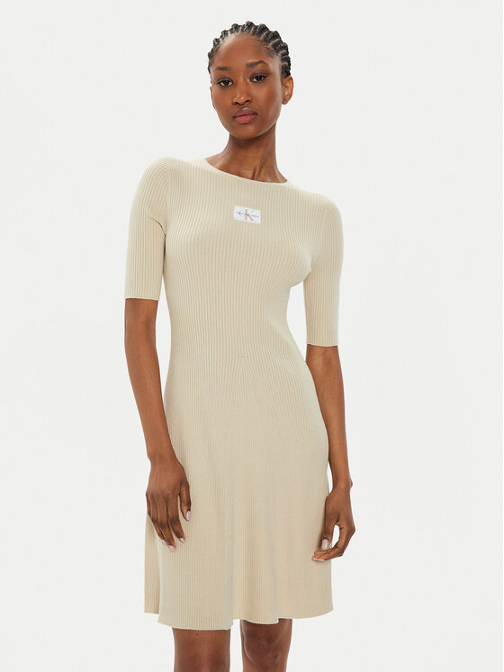 Calvin Klein Jeans Calvin Klein Jeans Strickkleid J20J223519 Beige Slim Fit