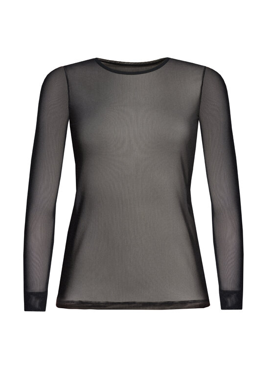 Teyli Teyli Bluzka damska z siateczki Glamour Czarny Standard Fit