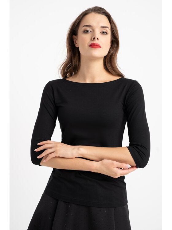 CLICK CLICK Μπλουζάκι 10-6823 S Μαύρο Fitted Fit