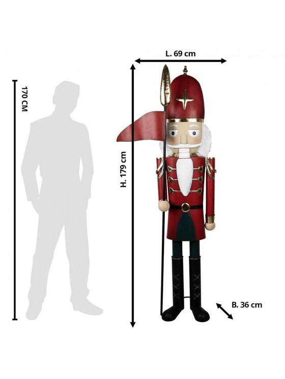 MIAhome MIAhome Figurka Duży Dziadek do Orzechów metalowy 179 cm Czerwony