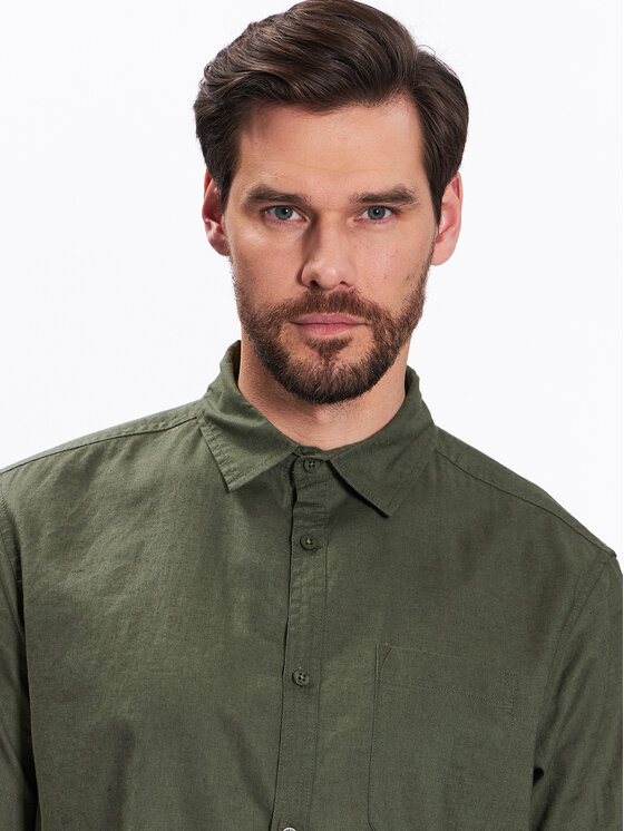 INDICODE INDICODE Košeľa Glow 20-316 Zelená Regular Fit