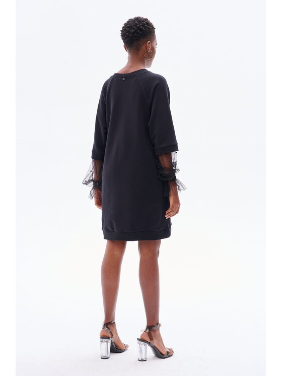 blue shadow blue shadow Sukienka codzienna Puff Czarny Regular Fit