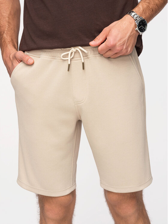 Ombre Ombre Szorty materiałowe OM-SRSK-0124 Beżowy Regular Fit