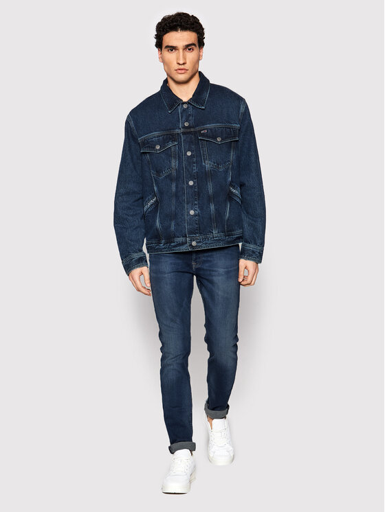 Tommy Jeans Jeansjacke Trucker DM0DM12458 Dunkelblau Oversize  