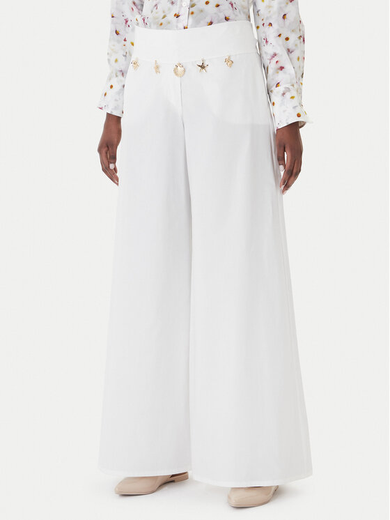 Marella Pantaloni din material Gala 2613131122 Alb Wide Leg