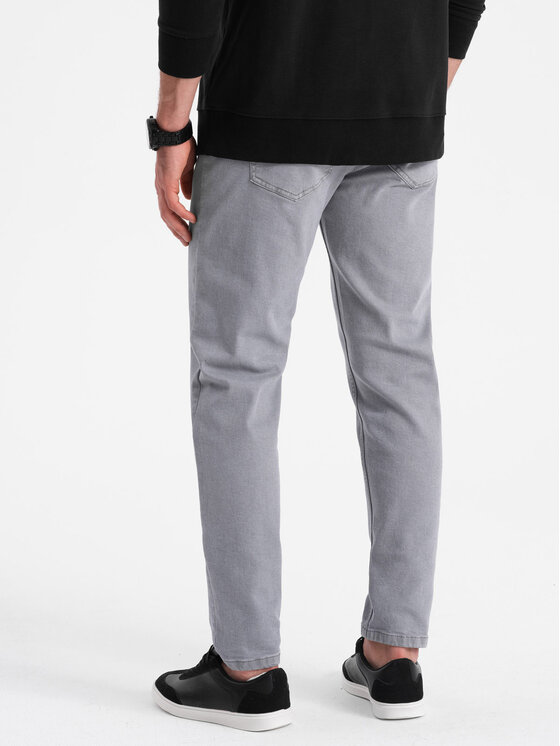 Ombre Ombre Jeansy OM-PADP-0148 Šedá Slim Fit