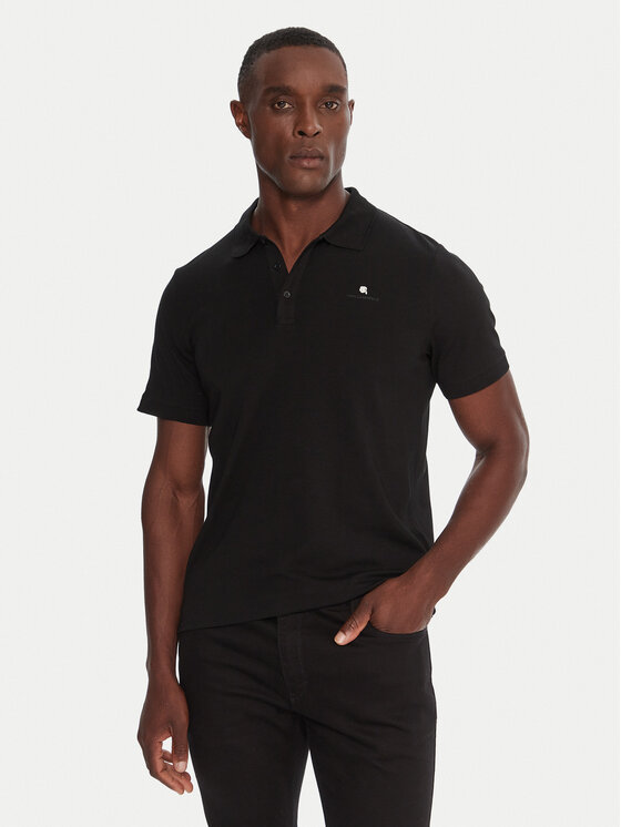 KARL LAGERFELD KARL LAGERFELD Тениска с яка и копчета 745022 554235 Черен Regular Fit