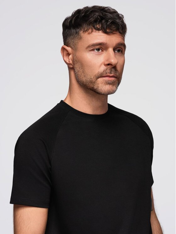 Ombre Ombre T-Shirt OM-TSCT-0240 Czarny Comfortable Fit
