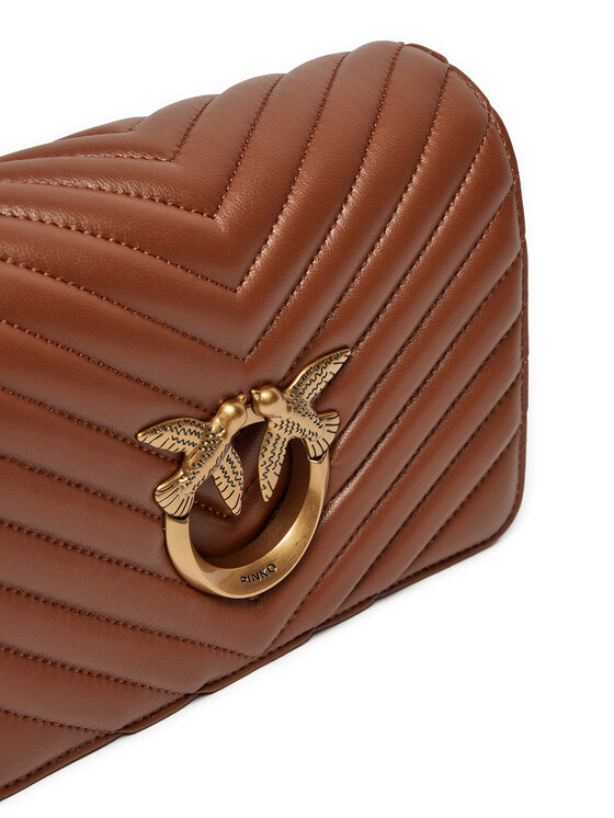 Pinko Handtasche Sheep Nappa Chevron Braun