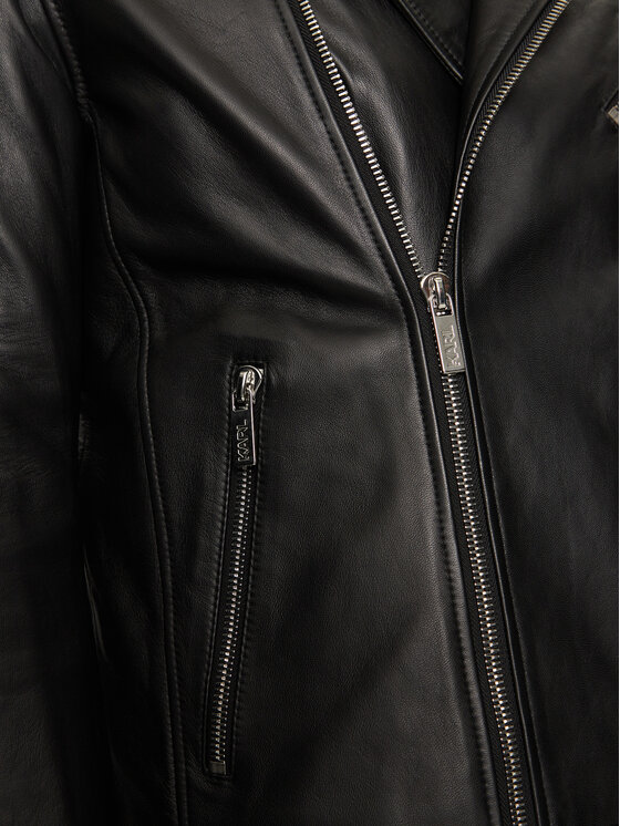 KARL LAGERFELD KARL LAGERFELD Kožená bunda 555021 544421 Čierna Regular Fit