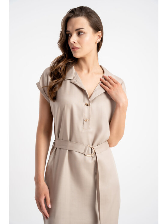 CLICK CLICK Letné šaty 60-6018 Béžová Regular Fit