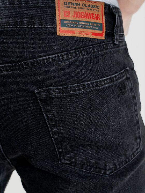 Jigga Wear Jigga Wear Jeansy KLASYCZNE Mini Haft Logo 38 Czarny Regular Fit