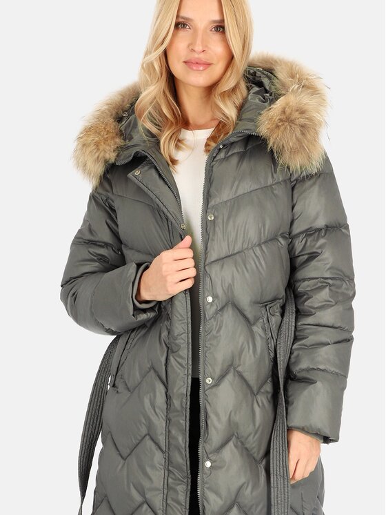 Perso Perso Kurtka damska BLH241011FXR Szary Regular Fit