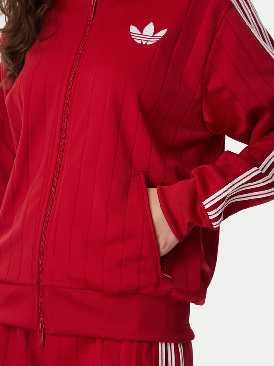 adidas adidas Mikina Pinstripe Firebrid Loose Tracktop KS9984 Červená Regular Fit