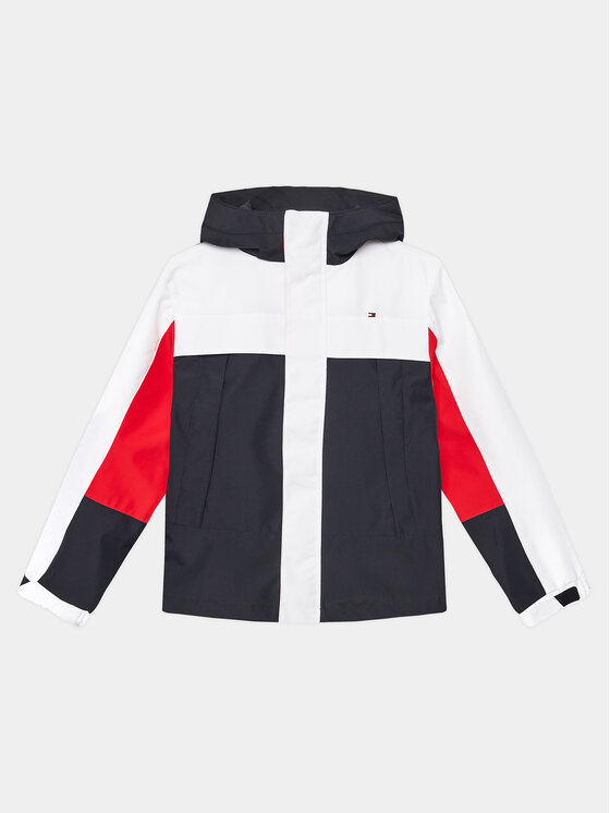 Tommy Hilfiger Geacă Colorblock KB0KB08872 Alb Relaxed Fit