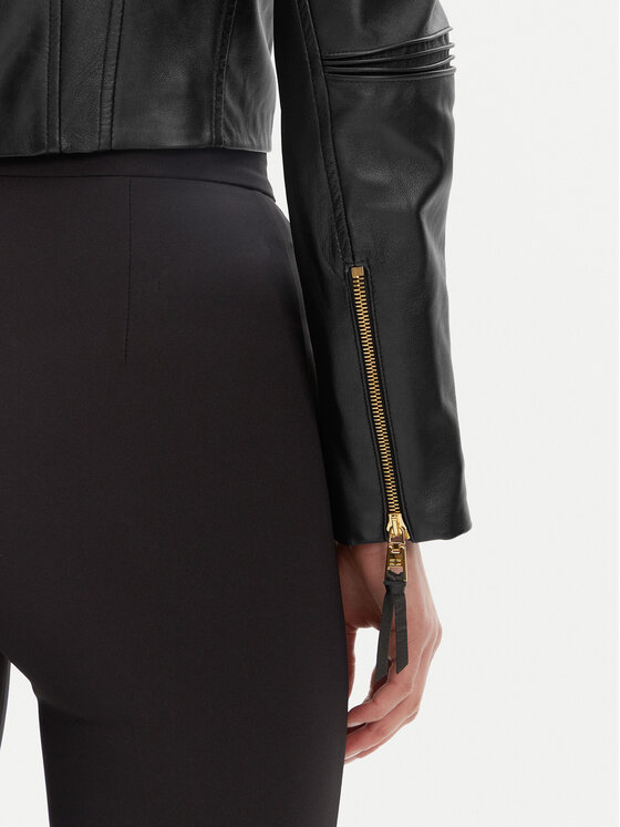 Elisabetta Franchi Elisabetta Franchi Kožená bunda GD-47Z-51E2-V1200 Černá Regular Fit