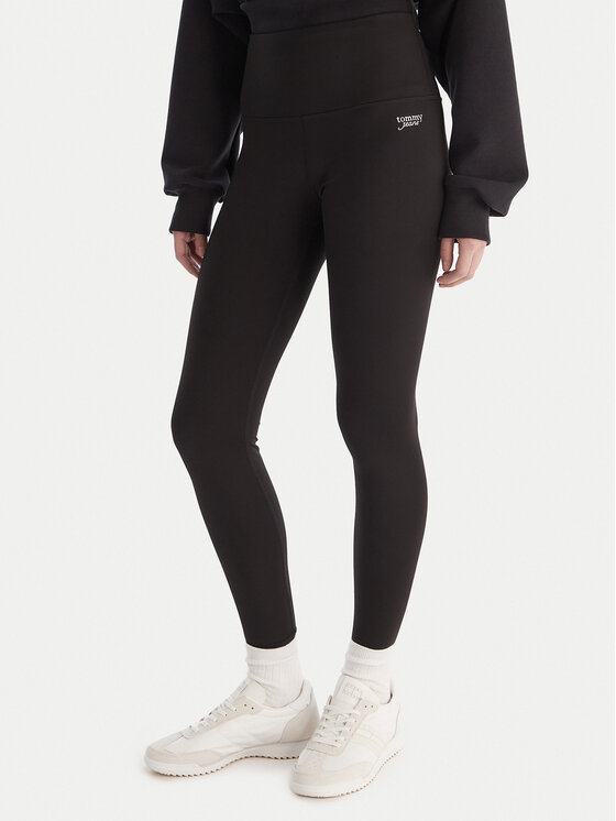 Tommy Jeans Tommy Jeans Leggings Silver Script DW0DW21830 Crna Slim Fit
