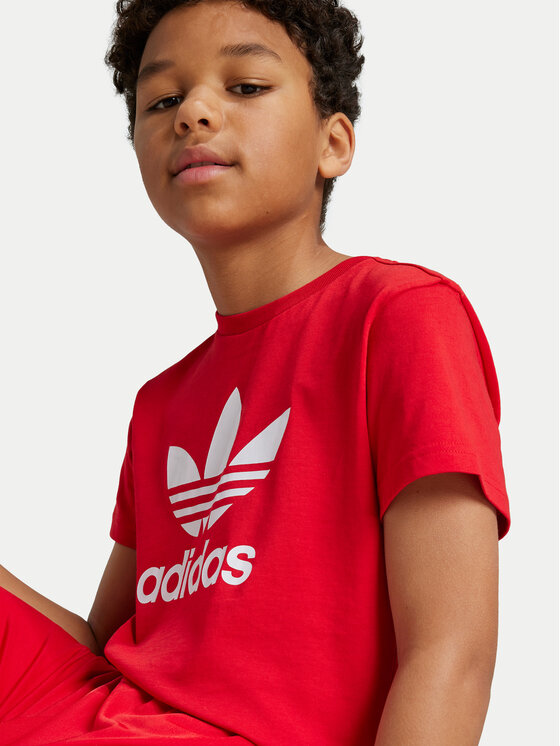 Adidas red trefoil shirt store