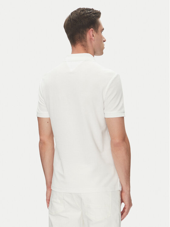 Tommy Hilfiger Tommy Hilfiger Тениска с яка и копчета MW0MW33167 Бял Regular Fit
