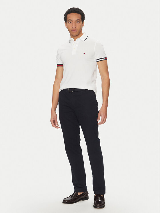 Tommy Hilfiger Tommy Hilfiger Poloshirt Flag Cuff MW0MW38458 Weiß Slim Fit