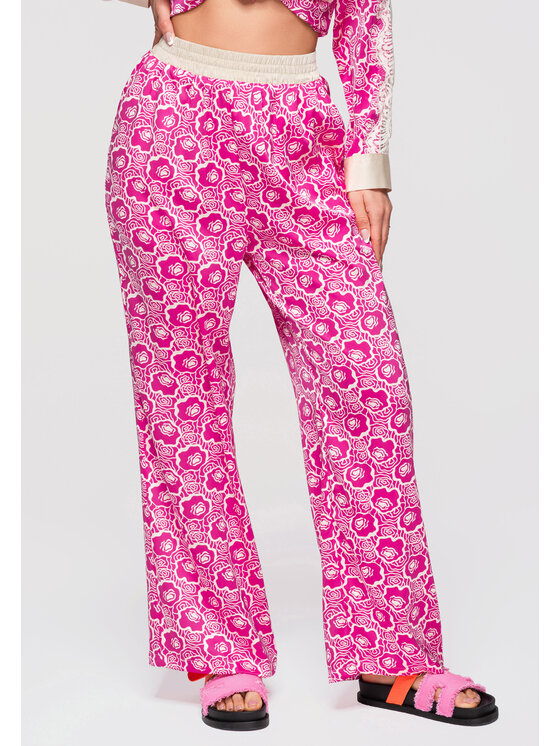 Ombre Ombre Spodnie materiałowe OW-PA-E0007 Różowy Relaxed Fit