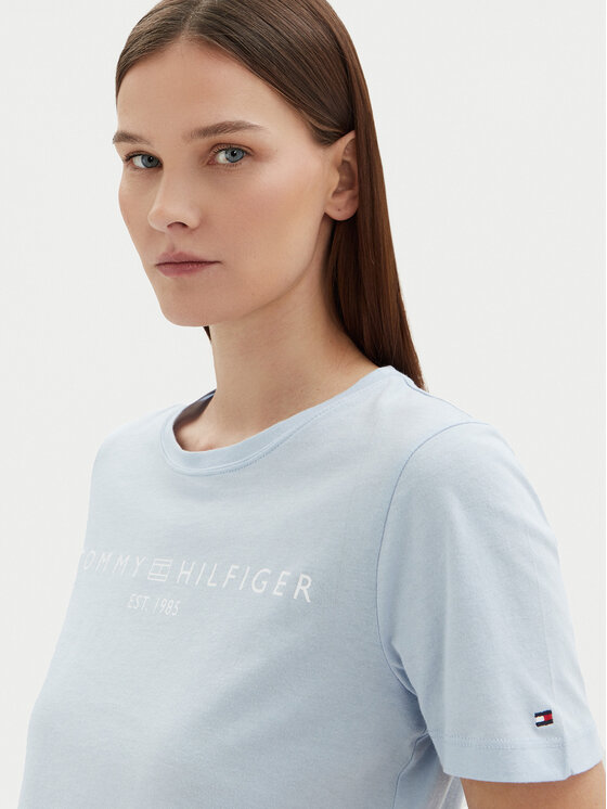 Tommy Hilfiger Tommy Hilfiger Tricou WW0WW40276 Albastru celest Regular Fit