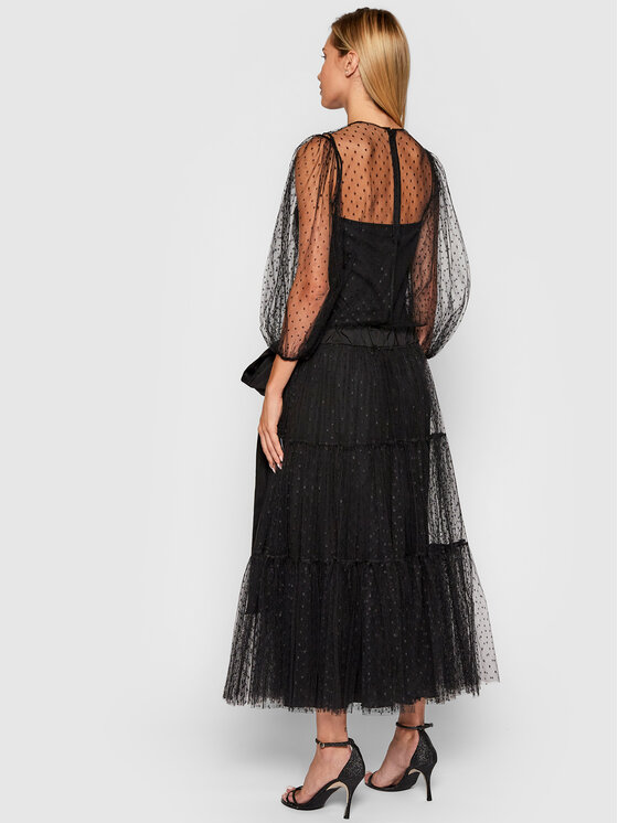 Red Valentino Red Valentino Večernja haljina WR0VABT5 Crna Regular Fit