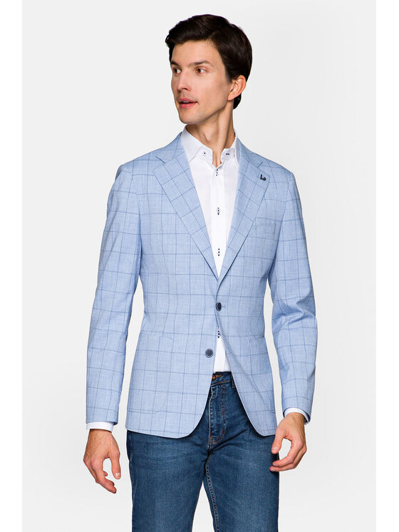 Lancerto Lancerto Marynarka Alamosa Błękitny Slim Fit