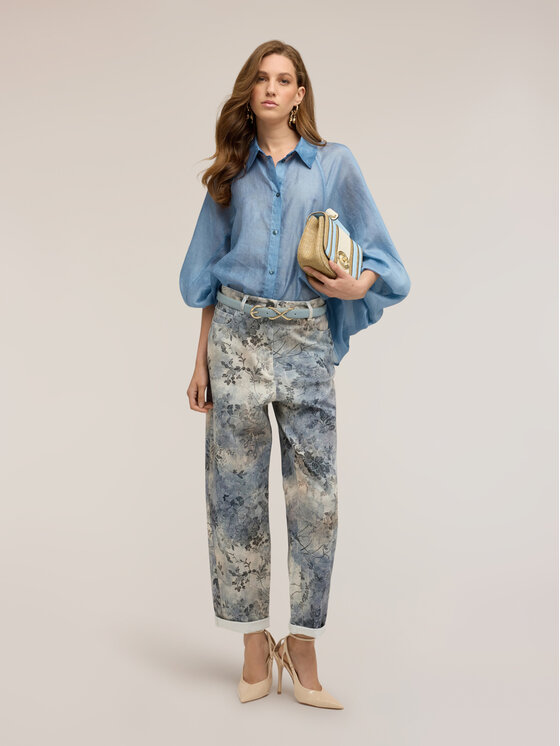 Motivi Motivi Spodnie materiałowe P04VQ004832N0R4 Turkusowy Regular Fit