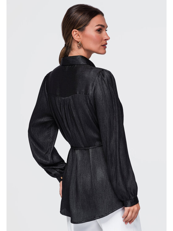 Ombre Ombre Koszula OW-SH-E0071 Czarny Relaxed Fit