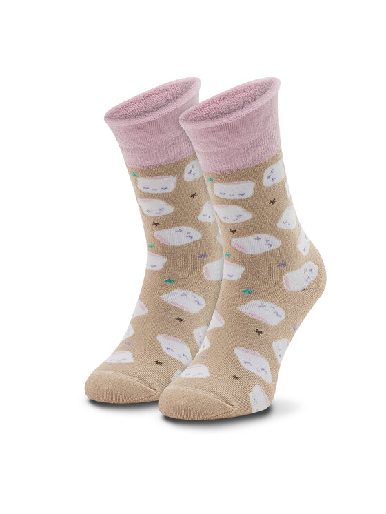 Zooksy Ponožky Vysoké Unisex Warm Winter Marshmallows Béžová