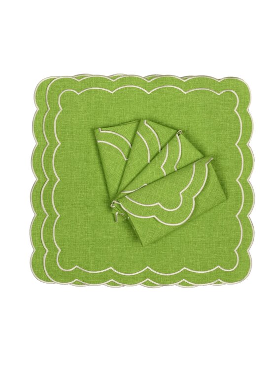 Roseberry Home Roseberry Home Serwetki haftowane Lime Petali Zielony