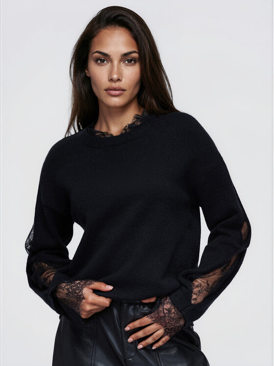 Ombre Ombre Sweter OW-SW-E0065 Czarny Relaxed Fit