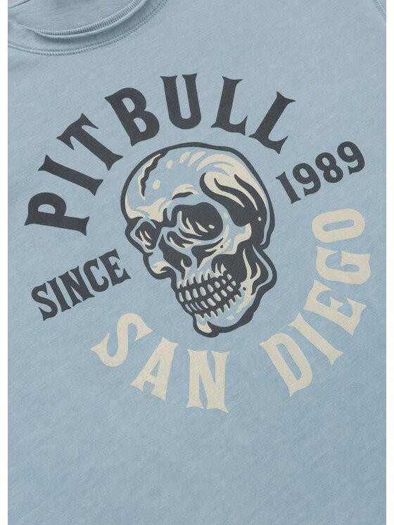 PITBULL PITBULL T-Shirt SKULL LOGO Niebieski jasny Regular Fit