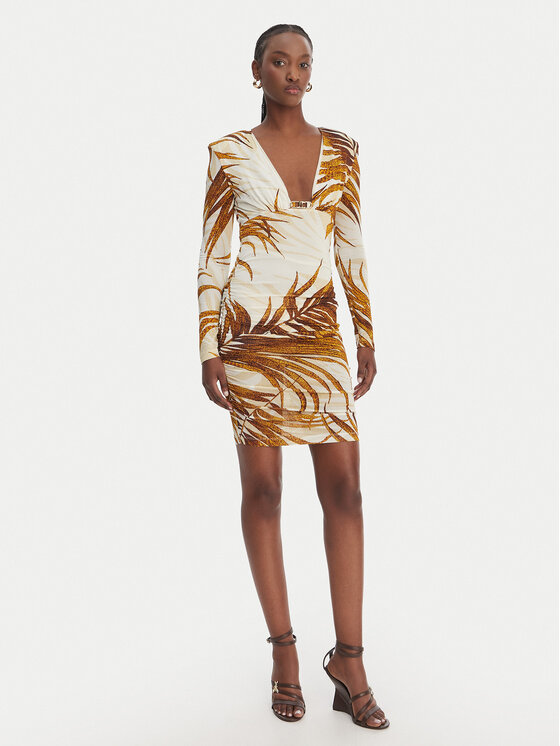 Just Cavalli Just Cavalli Коктейлна рокля 80PAO957 JS560 Жълт Slim Fit