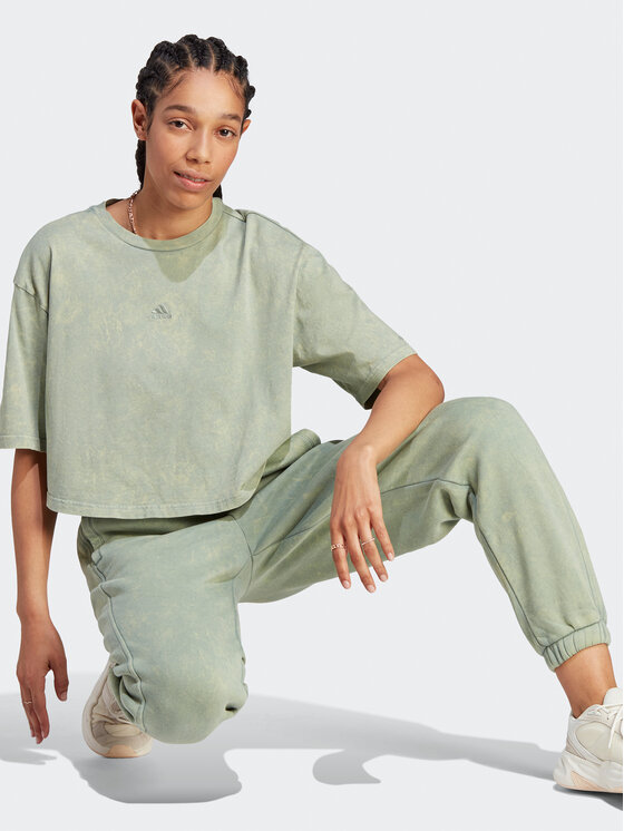 adidas adidas Долнище анцуг ALL SZN Fleece Washed IL3272 Зелен Loose Fit