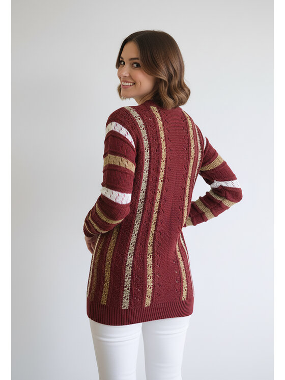 FIGL FIGL Sweter M1276 Bordowy Regular Fit