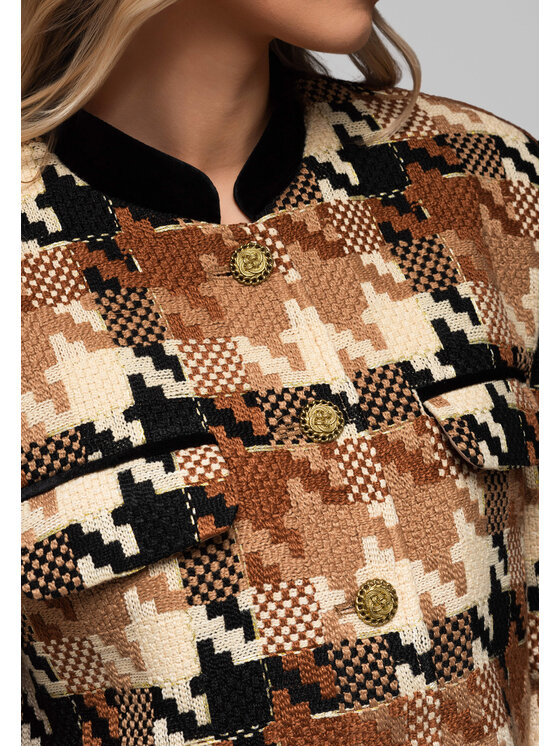 Ombre Ombre Marynarka OW-BLZB-0103 Brązowy Regular Fit