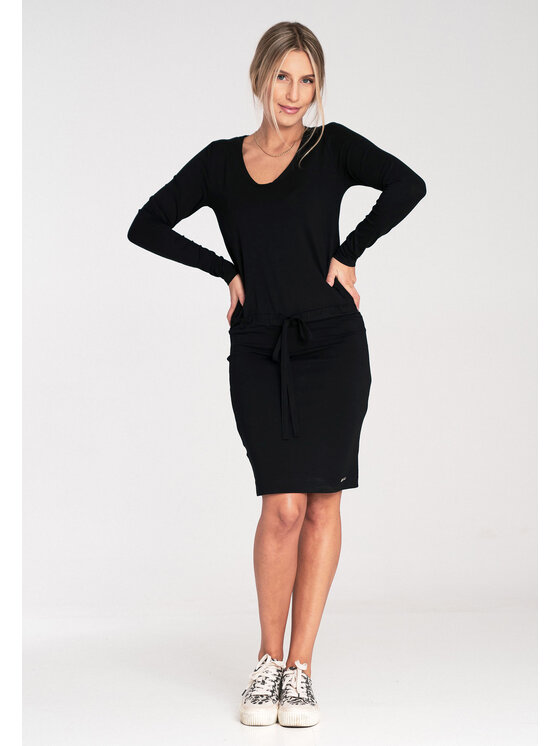 FIGL FIGL Každodenné šaty M1049 Čierna Casual Fit