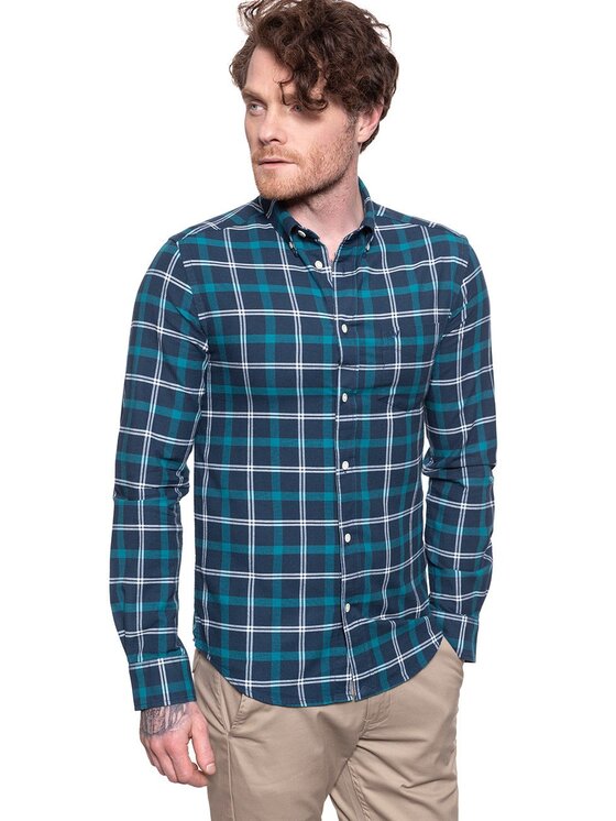 Wrangler Wrangler Koszula LS 1PKT BDOWN SHIRT Niebieski Regular Fit