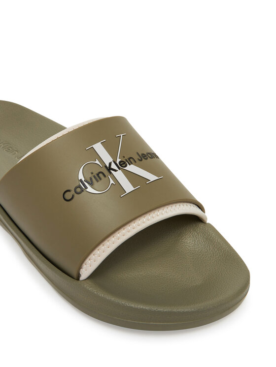 Calvin Klein Jeans Calvin Klein Jeans Natikače Slide Rubber Neoprene Monologo YM0YM00361 Kaki