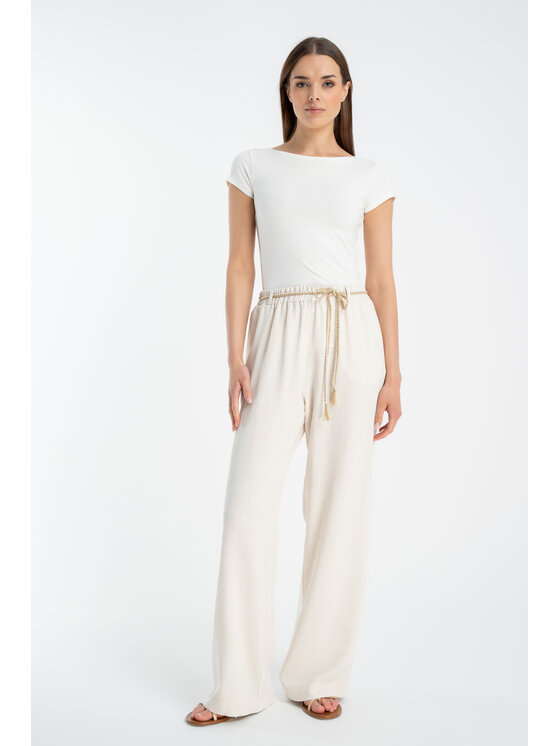 CLICK CLICK Spodnie materiałowe 30-434 Écru Modern Relaxed Fit
