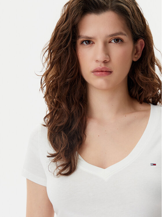 Tommy Jeans Tommy Jeans T-Shirt DW0DW20458 Bílá Slim Fit