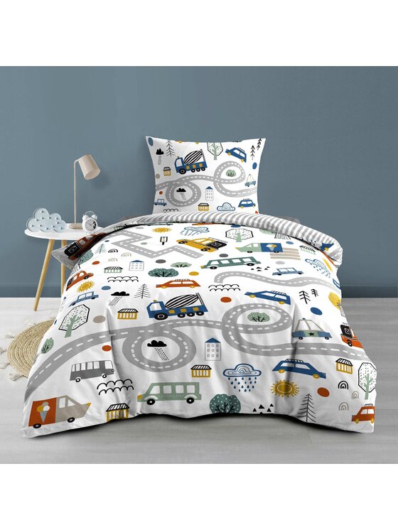 MIAhome MIAhome Komplet pościeli dziecięcej AUTOSTRADA 140 x 200 cm Kolorowy