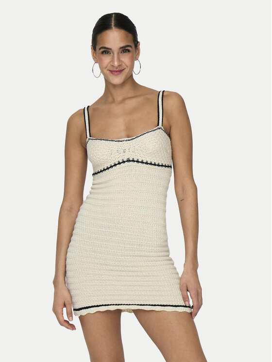 ONLY Letné šaty Minnie 15318219 Écru Slim Fit
