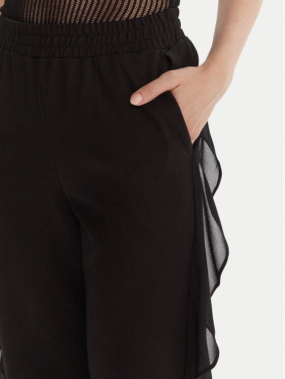 TWINSET TWINSET Kalhoty z materiálu 252LI2NCC Černá Regular Fit