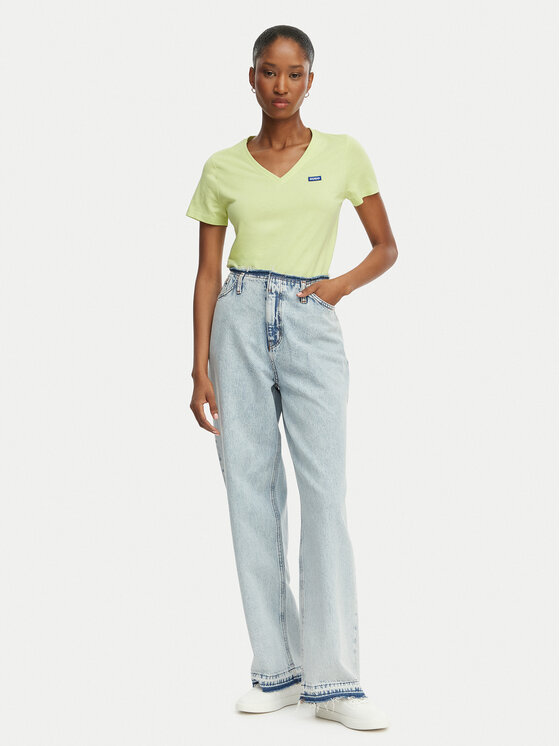 HUGO HUGO Marškinėliai Classic 50513667 Šviesiai žalia Slim Fit