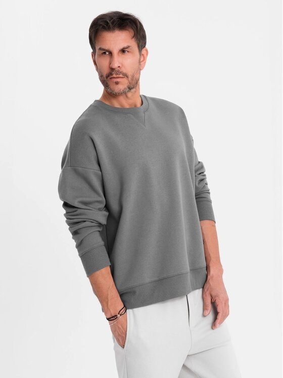 Ombre Ombre Bluza OU-SNBC-0104 Szary Loose Fit